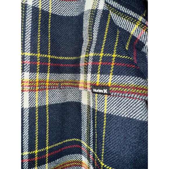 Hurley Wool Plaid Flannel Button Down Jacket Blue M - Picture 5 of 7